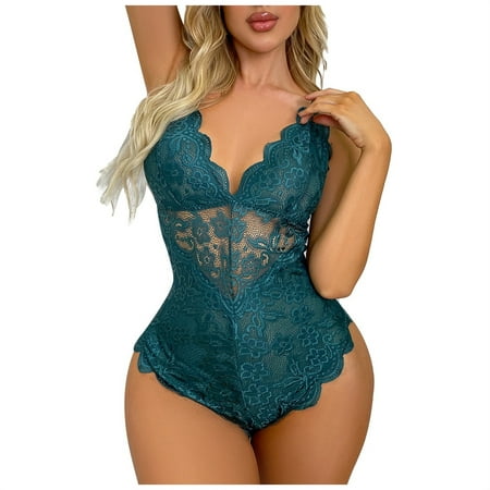 

CALAFEBILA Y2k Gift Sexy Women Lingerie Lace Hollow Out Temptation Babydoll Underwear Sleepwear Jumpsuit Bodysuits