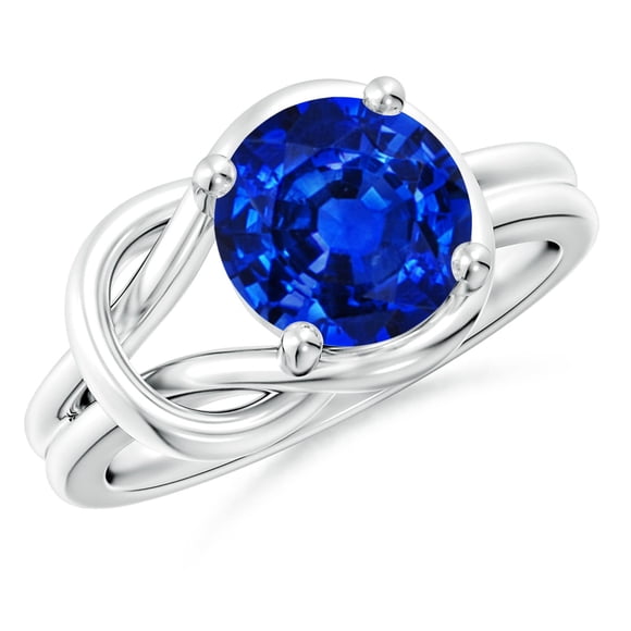 Angara Lab Grown Blue Sapphire Ring - Solitaire Blue Sapphire Infinity Knot Ring in Platinum for Women (Ring Size = 11.5)
