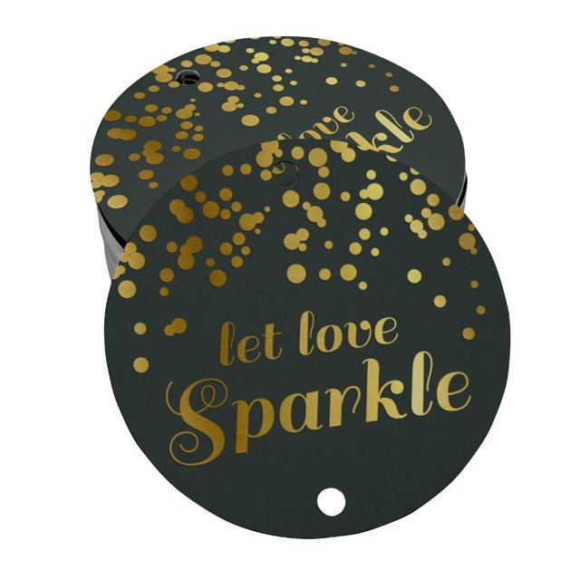 Inkdotpot Gold Foil Paper Hang Tags Let Love Sparkle Wedding Favor Tags 100 Pieces