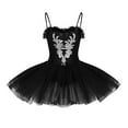 thumbnail image 4 of DPOIS Women's Shiny Sequins Swan Lake Ballet Dance Mesh Tutu Leotard Dress Black M, 4 of 7