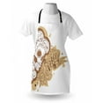 thumbnail image 3 of Zodiac Virgo Apron Gothic Mexican Female Portrait Sugar Skull Horoscope Tattoo, Unisex Kitchen Bib Apron with Adjustable Neck for Cooking Baking Gardening, Brown Pale Brown and White, by Ambesonne, 3 of 3
