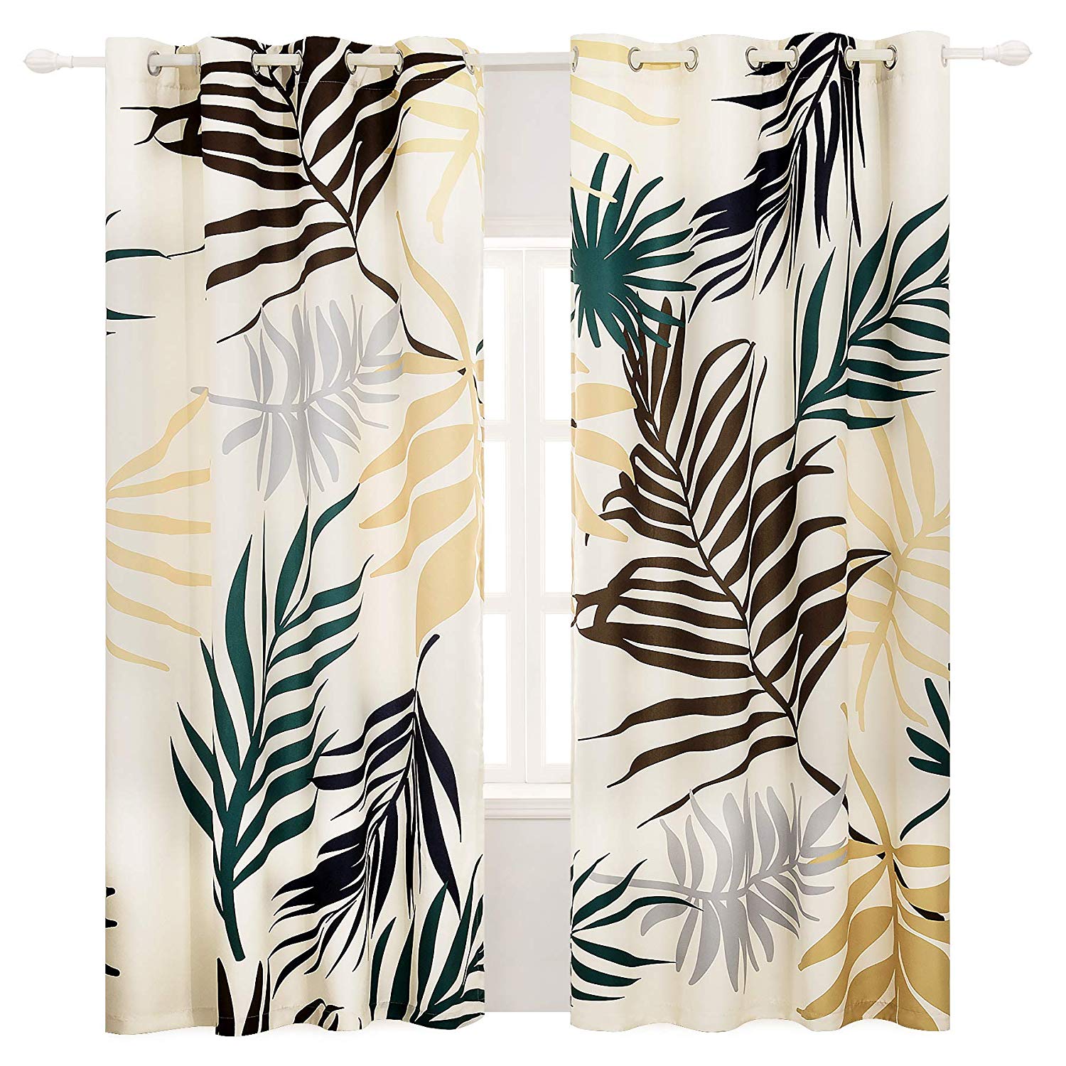 Subrtex Spring Leaves Printed Blackout Thermal Insulated Bedroom/Living Dining Room Grommet Top Curtains for Home and Office