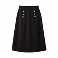 thumbnail image 5 of Pounoo Women's Skirts High Waist Double Breasted A Line Midi Skirt Casual Office Wear Lightweight Breathable Loose Fit Work Skirts Gift, 5 of 7