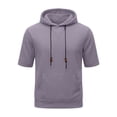 thumbnail image 4 of Curuila Mens T Shirt Hooded Short Sleeve Solid Color Summer Breathable Soft Lightweight Tops With Pocket Grey Size S, 4 of 8