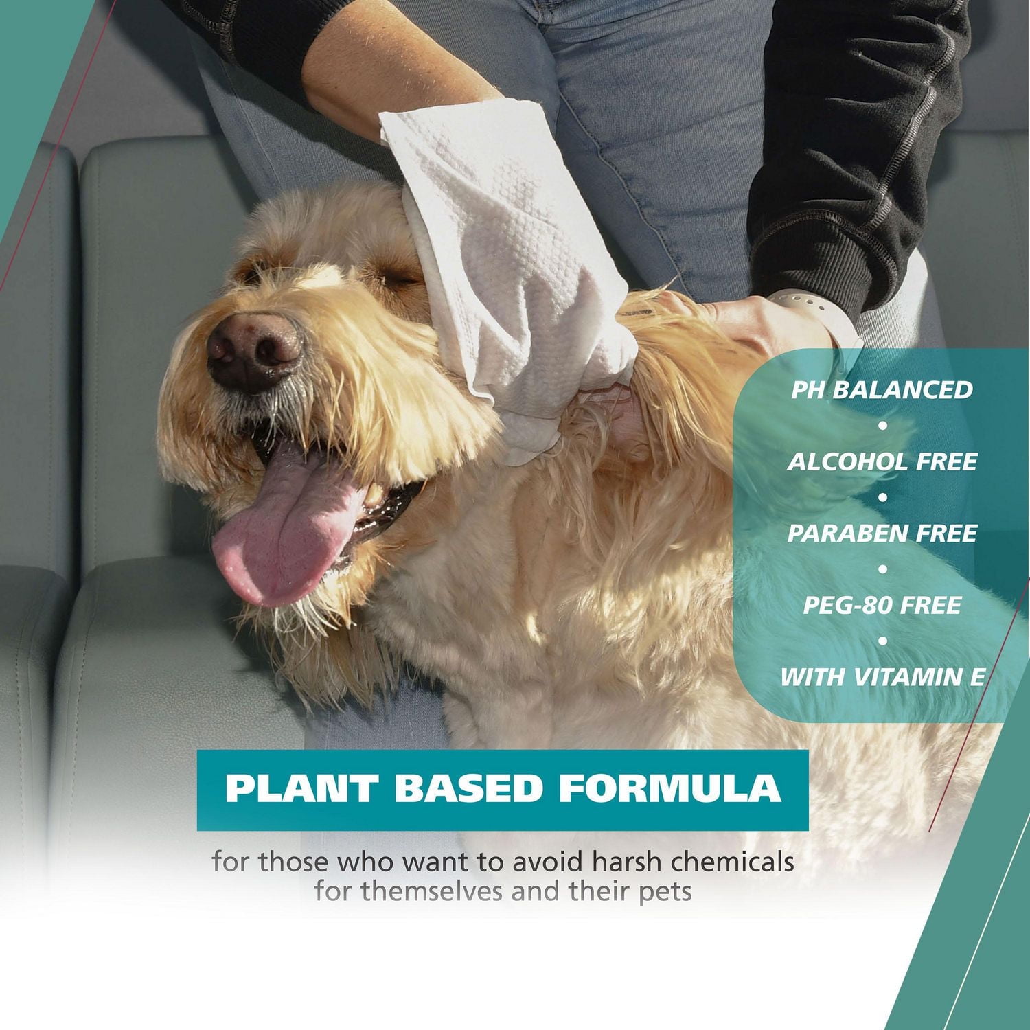 Wahl Mitt Wipes - 24 lingettes pour chiens à 3 doigts avec flocons d'avoine, aloès et karité - Parfum noix de coco et citron vert - Modèle 58553 Lingettes pour gants pour chiens