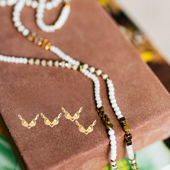 MLINS 200pcs Connector Clasp Fitting Ball Chain End Crimps Beads for DIY Jewelry Crafting Supplies