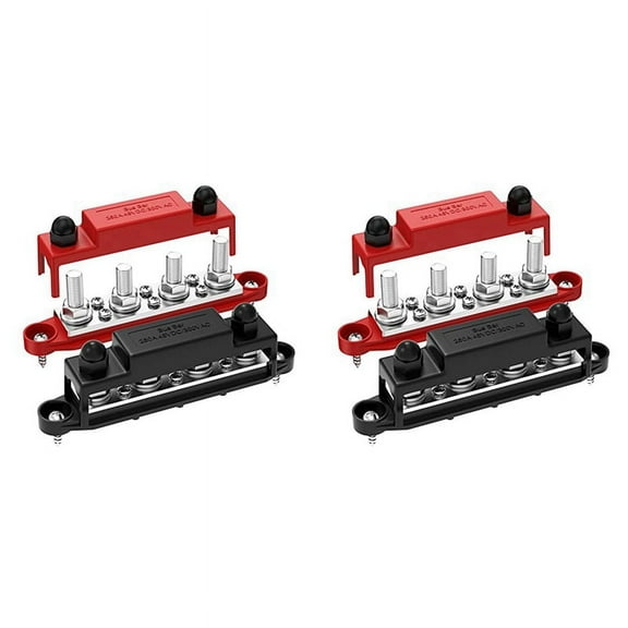 4x 250A 12V Bus Bar Battery Power Distribution Block Car Audio 12 Volt DC Busbar 4 X 3/8Inch Posts 6 X 8 Screws