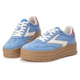 thumbnail image 5 of LUCKY STEP Suede Thick Sole Sneakers Retro Rubber Fashion Casual Shoes,Blue/White,Womens, 5 of 7