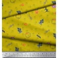 thumbnail image 3 of Soimoi Yellow Georgette Viscose Fabric Pumpkin & Haunted House Halloween Print Fabric by Yard 42 Inch Wide, 3 of 3