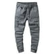 thumbnail image 2 of Pantalones largos de moda para hombre, casuales, de color sólido, cargo, con bolsillos y cremallera, cintura elástica, pantalones largos de algodón para hombre., 2 of 3