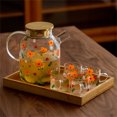 thumbnail image 4 of Tetera de vidrio de borosilicato transparente de 1 l/1,7 l con infusor, gran capacidad, resistente al calor, para flores, zumos de frutas, agua fría, 4 of 6