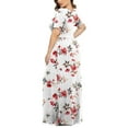 thumbnail image 6 of gljltg Women's Plus Printed Casual Short Sleeve Round Neck Pleated Pocket Ankle Dress, Polyester Fabric, Lightweight Breathable Summer, Daily Casual Outfit, Easy Care Washable, 6 of 6