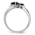 thumbnail image 3 of Auriga Fine Jewelry 10K White Gold Amethyst and Diamond 2-stone Heart Ring Size 7 Valentine's Day Gift for Women, 3 of 6