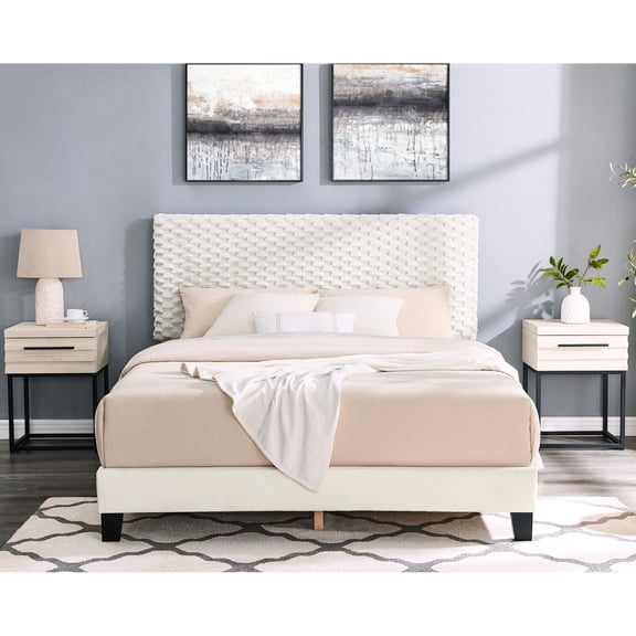 3-Piece Bedroom Set, White Dove Color Bed and Nightstands | Complement Any Bedroom Decor Style