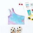 thumbnail image 2 of Xudanell Girls Athletic Shirts One Shoulder Racerback Crop Sleeveless Toddler Kids Top for Ballet Gymnastics Activewear Blue 18-24 Months, 2 of 4