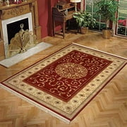 Viscose Classic Medallion Area Rug, Red