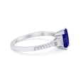 thumbnail image 2 of Emerald Cut Three Stone Ring Blue Sapphire CZ 925 Sterling Silver Size 6, 2 of 4