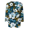 thumbnail image 4 of Wanfds Hauts de Mode Blancs pour Femmes Col Rond Tendance Manches Trois-Quarts S, 4 of 5