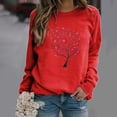 thumbnail image 2 of Tiqkatyck Women Summer Tops Clearance, Women Casual Long Sleeve Love Tree Printed O-Neck Tops Pullover, Sweatshirt for Women, Tops for Women Trendy, Casual Tops for Women Red XL, 2 of 3