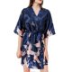 thumbnail image 1 of Fashionable Nightgown Artificial Silk V Collar Nightdress Adjustable Belt Sexy Robes Sleepwear For Ladies (Size L Navy Blue), 1 of 3