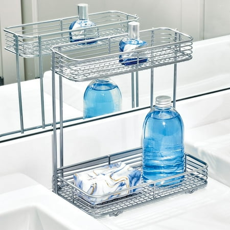Classic Vanity Shelf - iDesign Vienna 2-Tier Rectangular Vanity Shelf in Silver