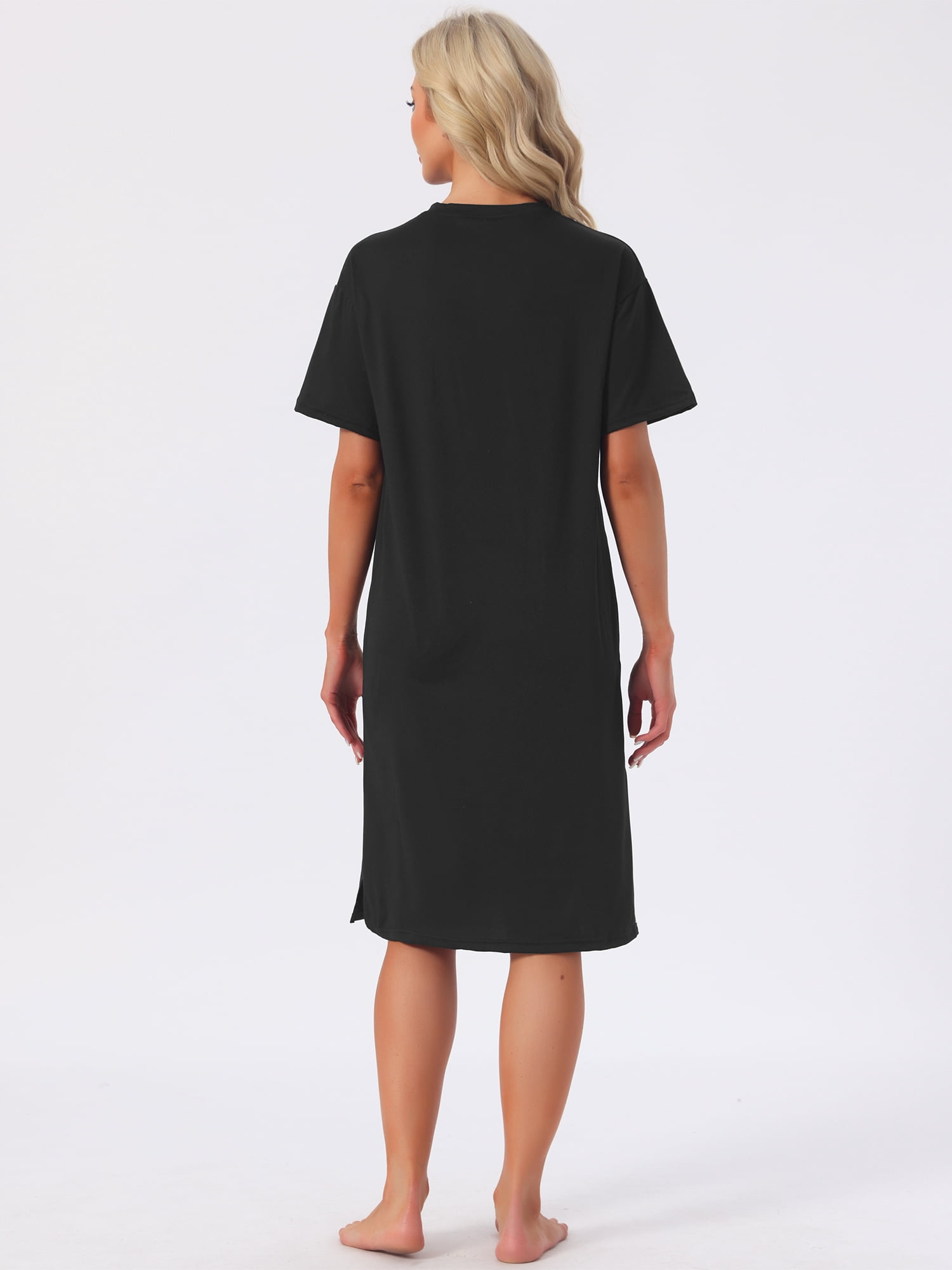 DARING DIVA Women's Rolled Cuffs Side Slit Soft Sleepwear 2XL Black