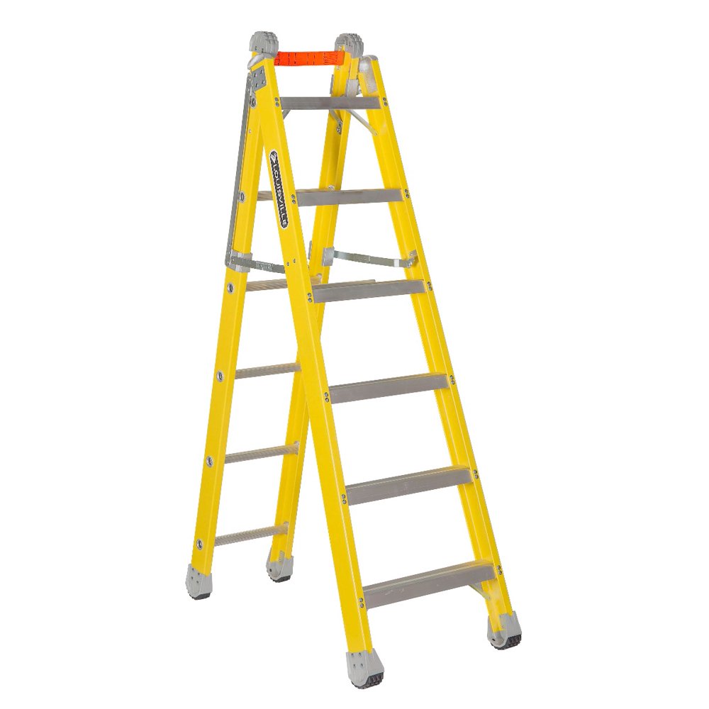 Louisville Ladder 6' Fiberglass Combination Ladder, 16' Reach, 375 lbs