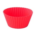 thumbnail image 1 of Zhuge Molde redondo de silicona reutilizable para hornear, molde para muffins, paquete de 12, rojo, 1 of 5