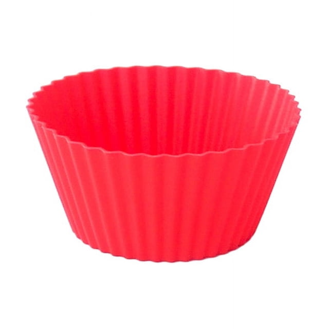 Zhuge Molde redondo de silicona reutilizable para hornear, molde para muffins, paquete de 12, rojo