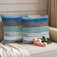 thumbnail image 2 of Blue Wooden Plank Outdoor Waterproof Pillow Covers, Retro Farmhouse Horizontal Stripes Plank Decorative Square Throw Pillowcase Sofa Cushion Sham for Patio/Couch/Chair, 20"x20" 2 Pack, 2 of 8