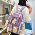 thumbnail image 3 of Flmtop 5Pcs/Set Student Backpack Adjustable Straps Korean Style Canvas Bookbag Messenger Bag Pencil Case for School, 3 of 9