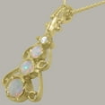 thumbnail image 4 of LBG 10k Gold Genuine Natural Opal & Diamond Womens Bohemian Pendant & Chain Necklace - Chain length 20, 4 of 5