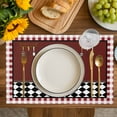 thumbnail image 4 of Fat Chef Placemats Set of 6, Red Gourmet Kitchen Red Black Buffalo Plaid Placemats for Dining Table, Place Mats for Kitchen Tabletop, Waterproof Wipeable Dining Table Mats Set, 4 of 9