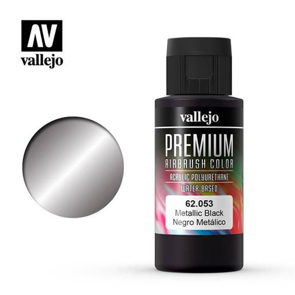 Vallejo Premium Airbrush Colors - 60 ml, Metallic Black