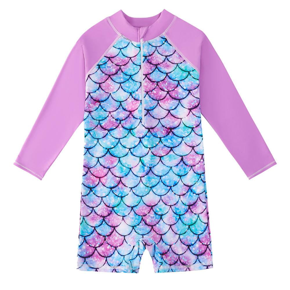 Girls OnePiece Swimsuit LongSleeved Bathing Suit with Zip Sunsuit Sun