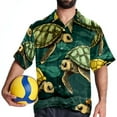 thumbnail image 4 of Turtle Seamless Men's Short Sleeve Button Down Poplin Hawaiian Shirt for Summer Beach, Casual Printed Unisex Style, 4 of 6