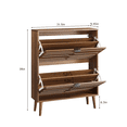 thumbnail image 5 of Medieval Modern Independent Shoe Cabinet, 31.5-inch Walnut Shoe Storage Cabinet,, Fence Shoe Cabinet with 2 Flip Drawers, Suitable For Corridors And Entrances, 5 of 9