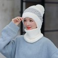 thumbnail image 2 of Gorro de punto con forro polar para mujer, gorro de invierno a prueba de viento, bufanda cálida, gorro de una pieza con orejeras, gorro de punto JFHHH pequeña, 2 of 4