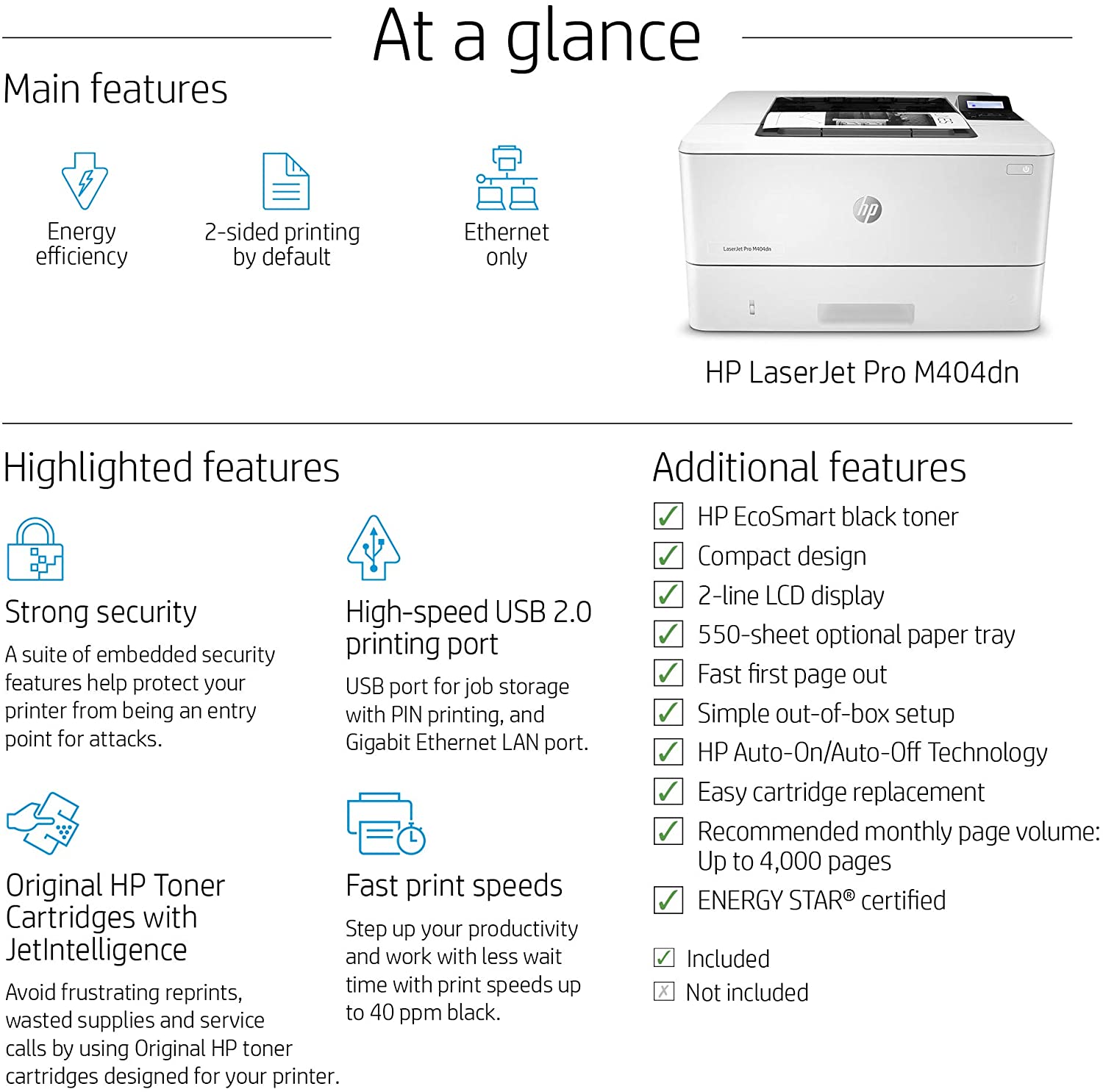 HP LaserJet Pro M402n Printer -Monochrome Laster(C5F93A) - image 2 of 11