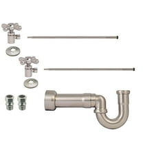 Westbrass LA-Style Pedestal Sink Supply Kit with P-Trap, Lines, Flanges and Cross Handle Angle Stops, Stainless Steel