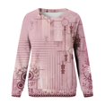 thumbnail image 4 of Ladies Tops and Blouses Winter Loose Crew Neck Long Sleeve Bubble Cuff One Shoulder Curve Hem Graphiprint Vintage Cotton Hoodies Sweatshirts(Pink,M), 4 of 4