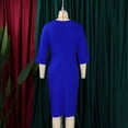 thumbnail image 5 of AURA Plus Size Women High Waist Pleated Pencil Midi Dress Elegant Office Commuter Style, 5 of 9