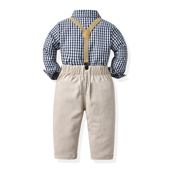 Vedolay Boy's Fall Outfits Boy's 2 Piece Outfits Cute Print Bow Front Ruffle Top with Pants,D 5-6 Years