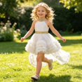 thumbnail image 6 of ATOGUTA Elegant Dresses for Girls White Sleeveless Tulle Formal Wedding Pageant Party Fancy Princess Ball Gown Dresses 6M-4T, 6 of 7