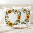 thumbnail image 3 of Spring Yellow Sunflower Wreath Pillow Covers 2 Pack Country Watercolor Floral Daisy Leaf Pillowcase Waterproof Outdoor Throw Pillow Cover for Patio Garden Square Cushion 20”x20”, 3 of 9