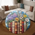 thumbnail image 3 of Round Area Rug, Book Flower10 Non-Slip Floor Mat, Soft Washable Carpet for Living Room Bedroom Decor 31 Inch, 3 of 6