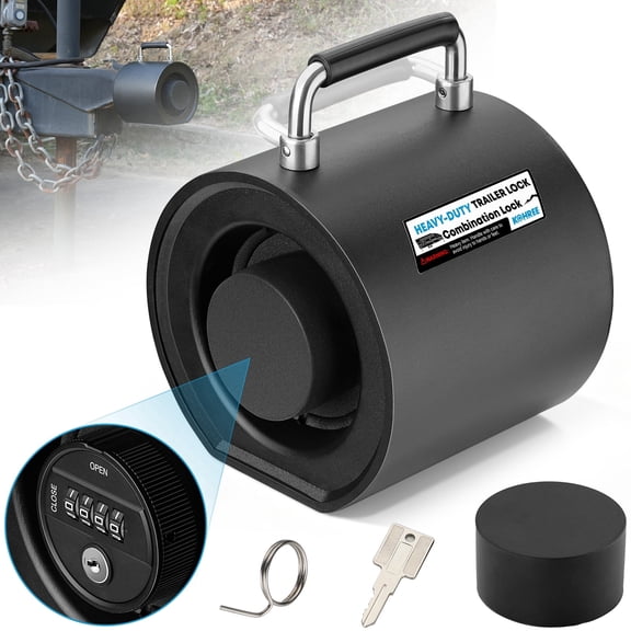 Kohree Trailer Lock with Combination,Heavy Duty Steel Security Trailer Hitch Locks Fit 2 5/16 Inch Couplers, New Keyless Design & Easy One-Hand Install for RV,Trailer,Camper,Boat