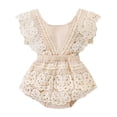 thumbnail image 2 of Girls Romper Girls Boho Lace Romper Dress Ruffle First Birthday Jumpsuits Girls Jumpsuit Beige 3-6 Months, 2 of 8