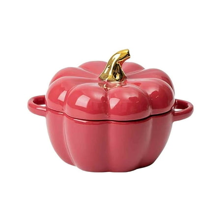 

Ceramic Bowl with Lid Stew Pot Pumpkin Pot Household Kitchen Cutlery Rice Bowl