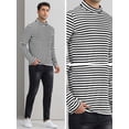 thumbnail image 5 of DARING DIVA Men's Striped Turtleneck Long Sleeves Pullover Stripes T-Shirt S Black White, 5 of 6